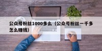 公众号粉丝1000多么（公众号粉丝一千多怎么赚钱）