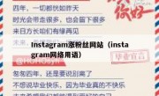 Instagram涨粉丝网站（instagram网络用语）