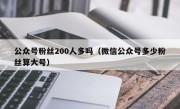 公众号粉丝200人多吗（微信公众号多少粉丝算大号）