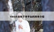 tiktok自助下单平台的简单介绍