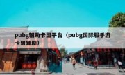 pubg辅助卡盟平台（pubg国际服手游卡盟辅助）