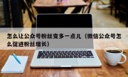 怎么让公众号粉丝变多一点儿（微信公众号怎么促进粉丝增长）