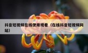 抖音短视频在线使用观看（在线抖音短视频网站）